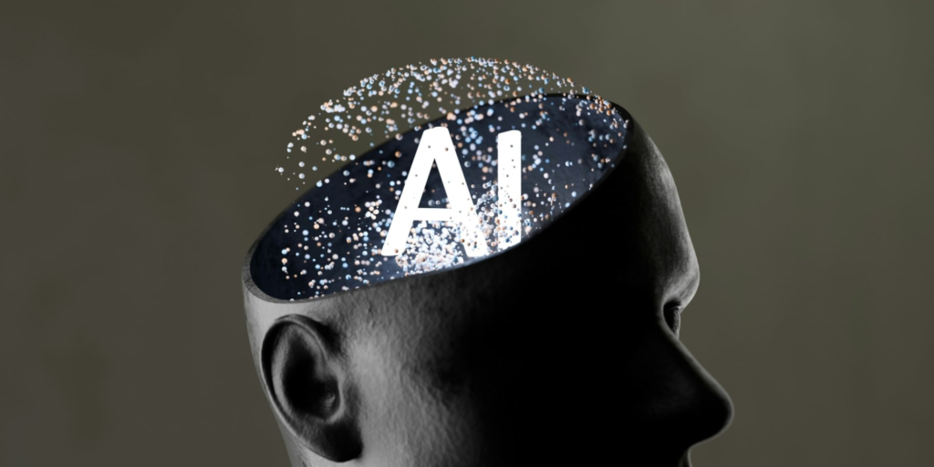 model of head with AI in it