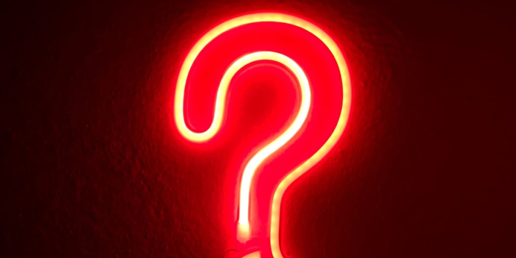neon lit question mark